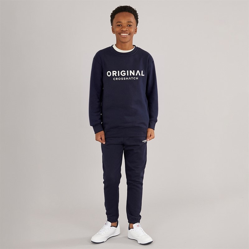 Crosshatch Drenge Fire Dele Hættetrøje Sweatshirt T-shirt Og Joggingbukser Sæt Navy/Off White - Billede 4