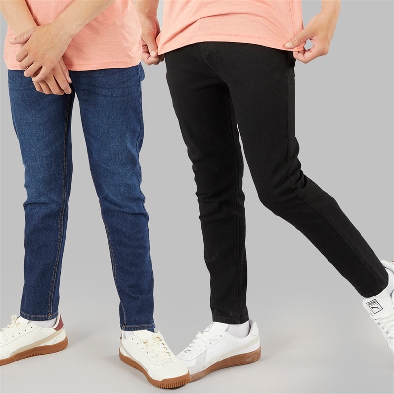 Crosshatch Drenge Dracker Lige Pasform To Pak Jeans Dark Wash/Sort - Billede 1