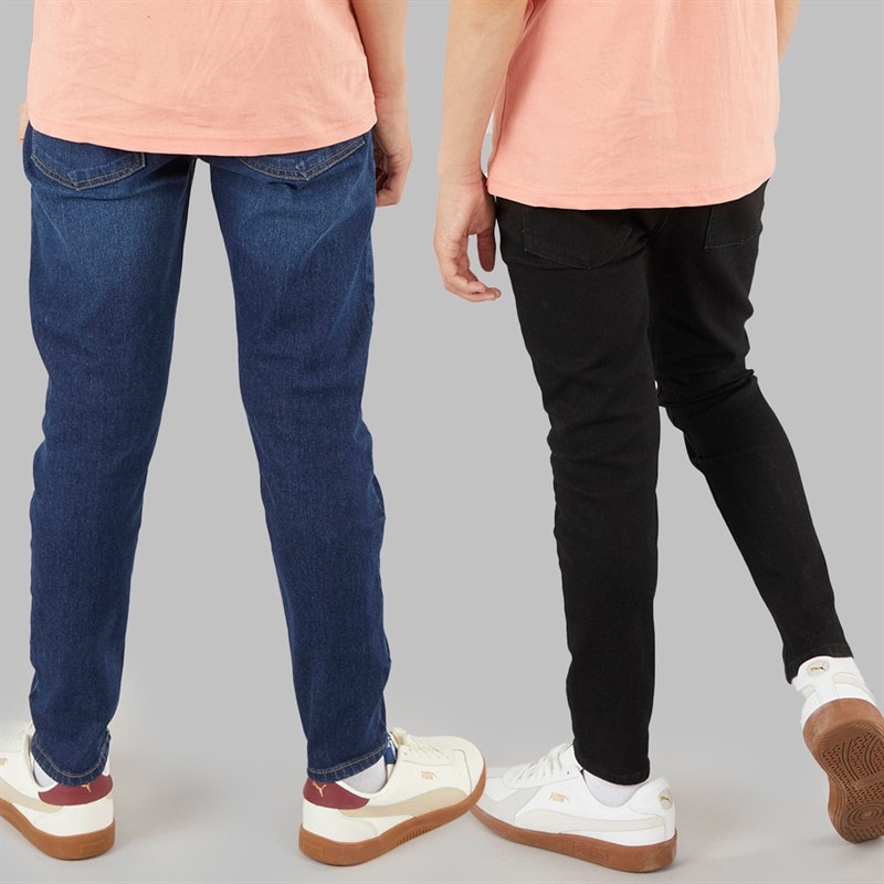 Crosshatch Drenge Dracker Lige Pasform To Pak Jeans Dark Wash/Sort - Billede 2