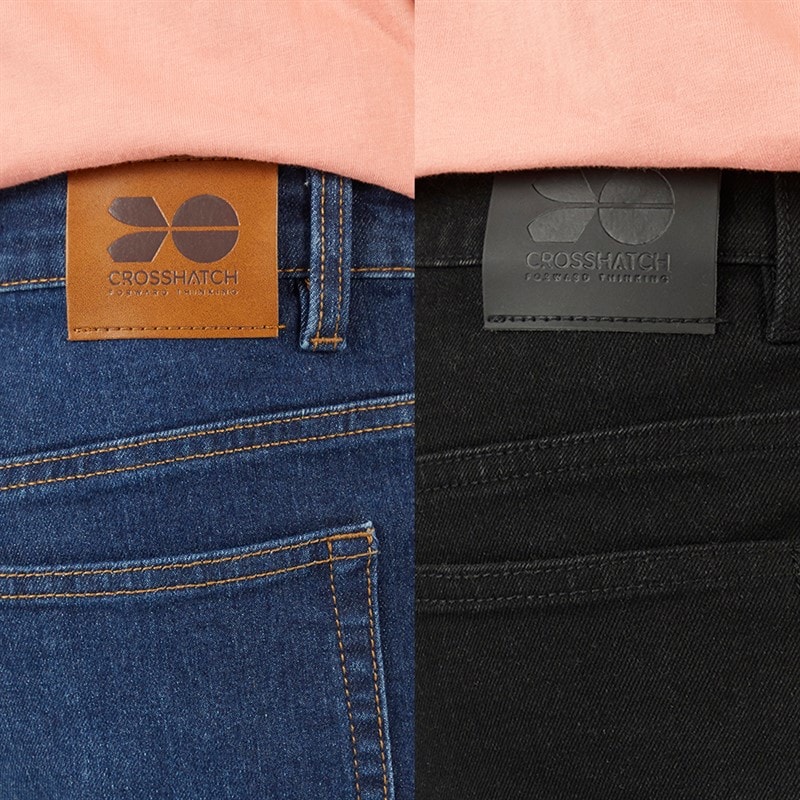 Crosshatch Drenge Dracker Lige Pasform To Pak Jeans Dark Wash/Sort - Billede 3