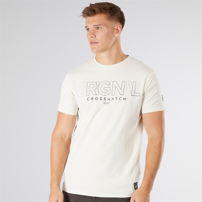 Crosshatch Herre Carrimoore T-Shirt Off White - Billede 1