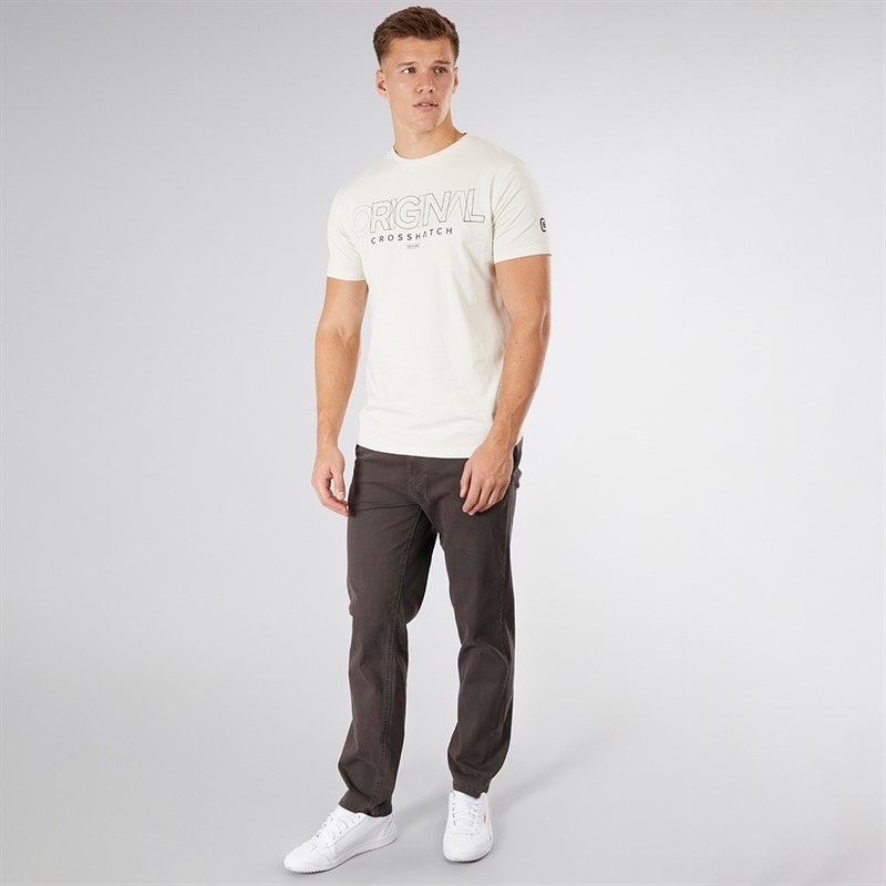 Crosshatch Herre Carrimoore T-Shirt Off White - Billede 3
