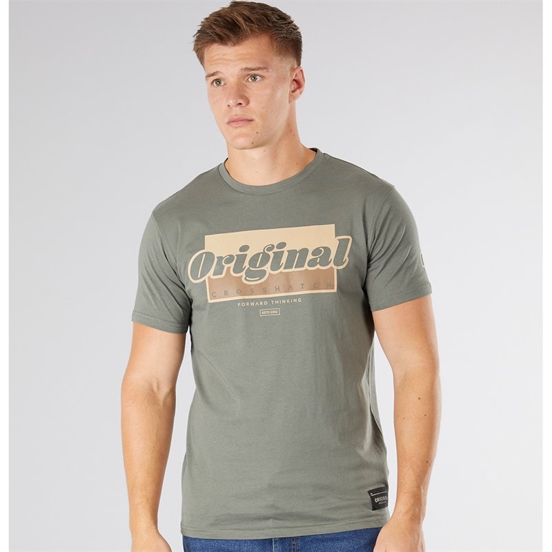 Crosshatch Herre Chevin T-Shirt Oliven - Billede 1