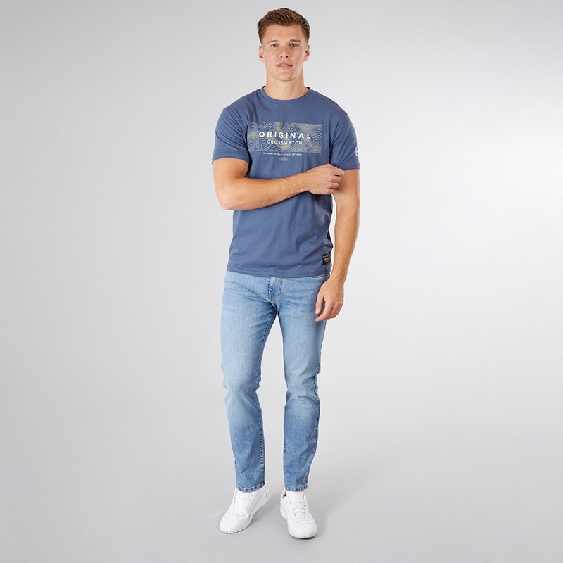 Crosshatch Herre Mappedout T-Shirt Denim - Billede 3