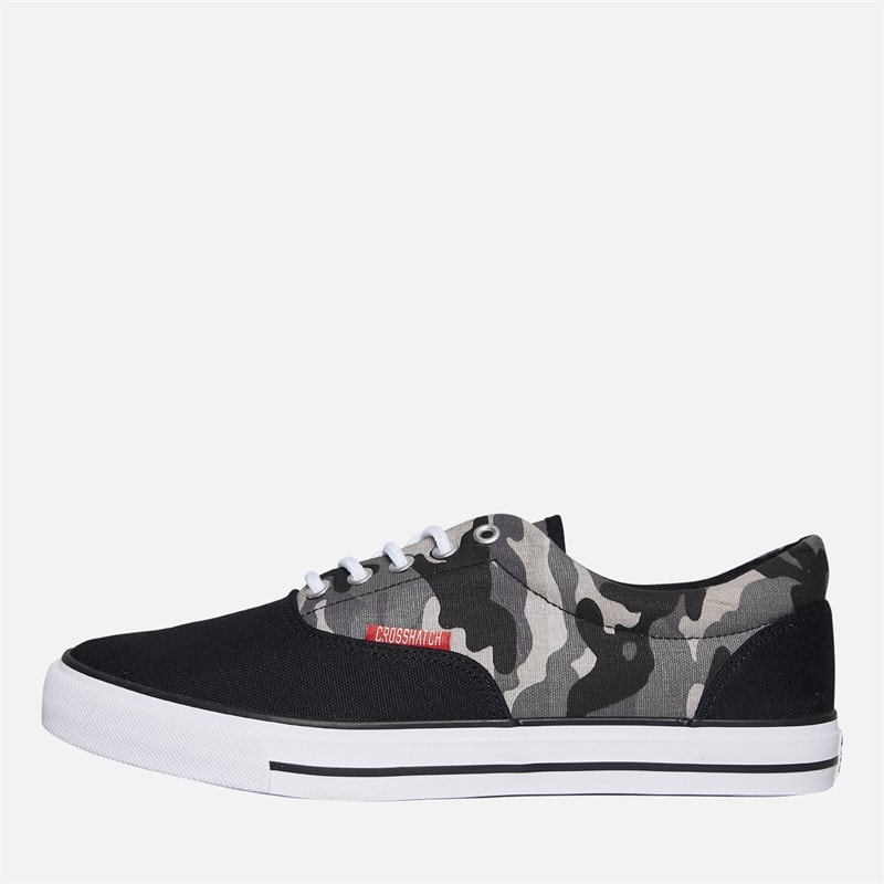 Crosshatch Herre Skywalk Lærred Pumps Black Camo/Sort - Billede 1