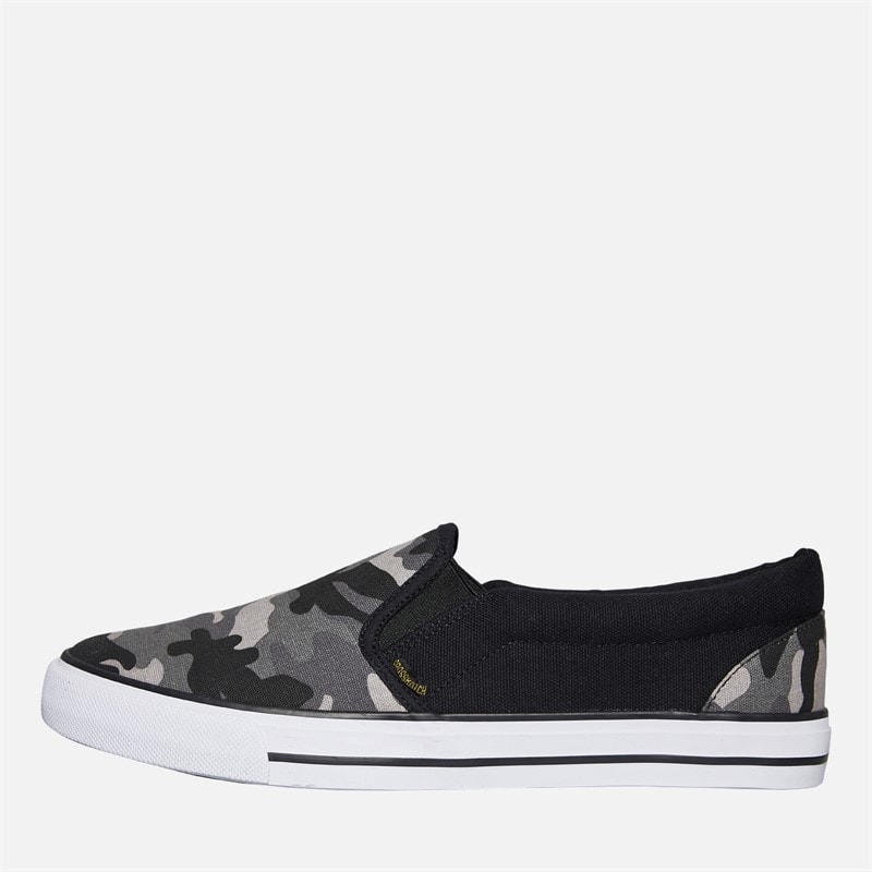 Crosshatch Herre Ramp slip on kanvas sko Black Camo/Sort - Billede 1