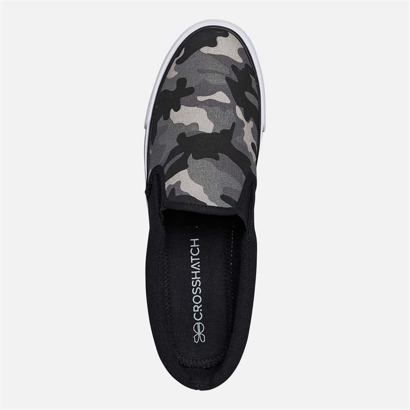 Crosshatch Herre Ramp slip on kanvas sko Black Camo/Sort - Billede 4