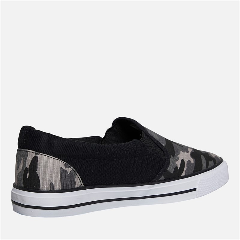 Crosshatch Herre Ramp slip on kanvas sko Black Camo/Sort - Billede 5