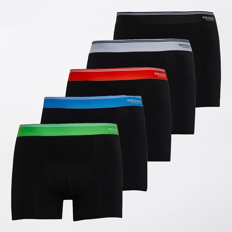 Crosshatch Herre Prismara Fem Pak Boksershorts Sort