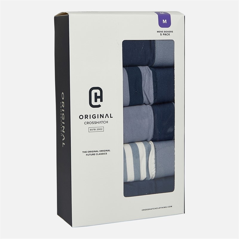 Crosshatch Herre Linatrix Fem Pak Bokser Blå - Billede 2
