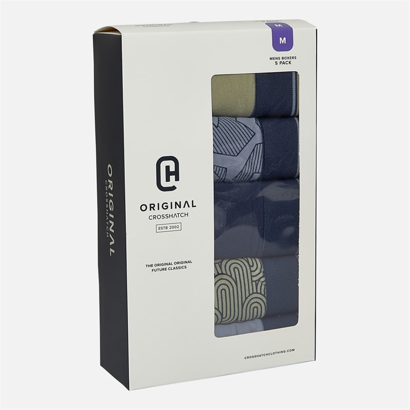 Crosshatch Herre Spherigon Fem Pak Bokser Grøn/Blå - Billede 2