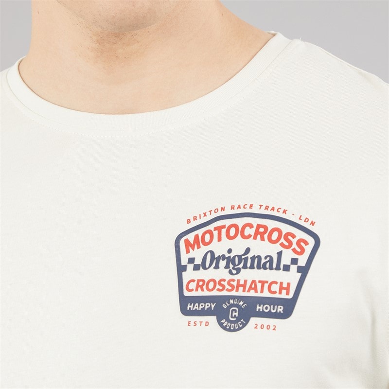 Crosshatch Herre Motocross T Shirt Cremhvid - Billede 3