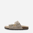 Ca'Shott Dame Cashelle To Spænder Ruskind Slide Sandaler Taupe