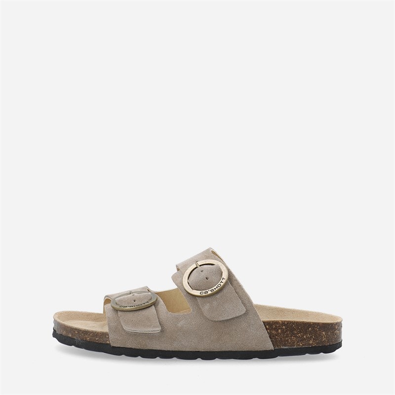 Ca'Shott Dame Cashelle To Spænder Ruskind Slide Sandaler Taupe