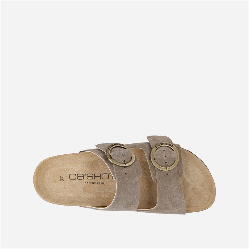 Ca'Shott Dame Cashelle To Spænder Ruskind Slide Sandaler Taupe - Billede 2