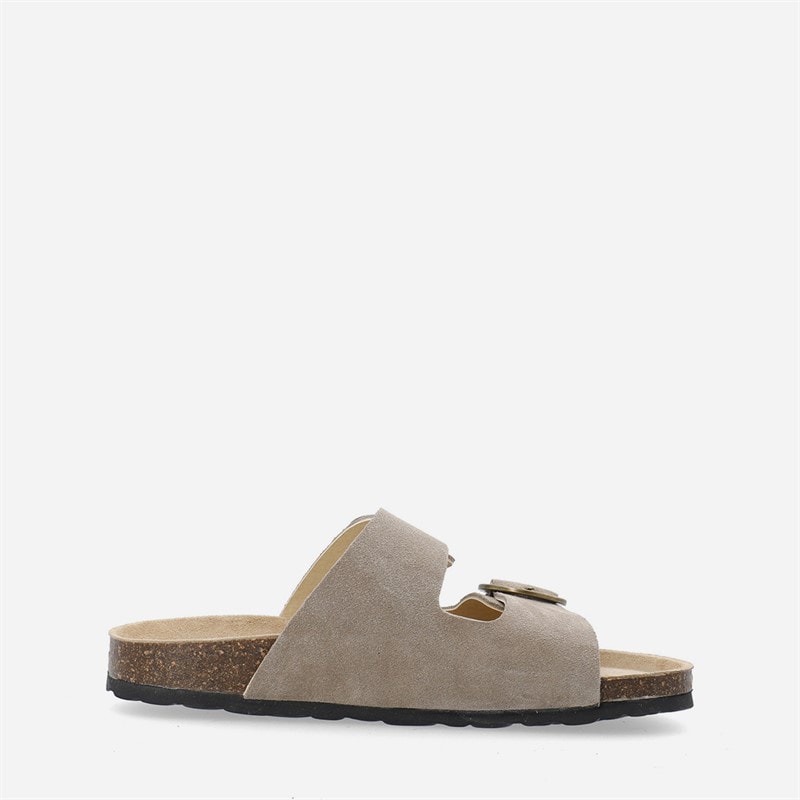 Ca'Shott Dame Cashelle To Spænder Ruskind Slide Sandaler Taupe - Billede 5