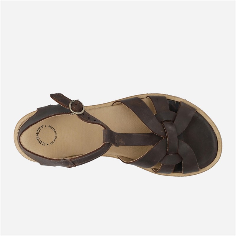 Ca'Shott Dame Casgitta Feminine West Læder Sandaler Coffee - Billede 4