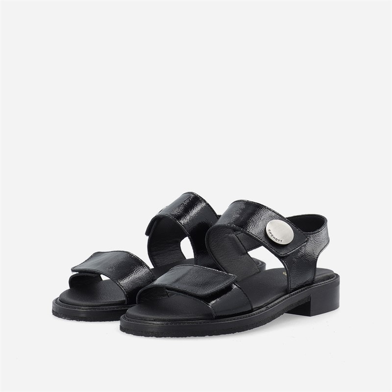 Ca'Shott Dame Casgrace Velcro Patent Sandaler Sort - Billede 3