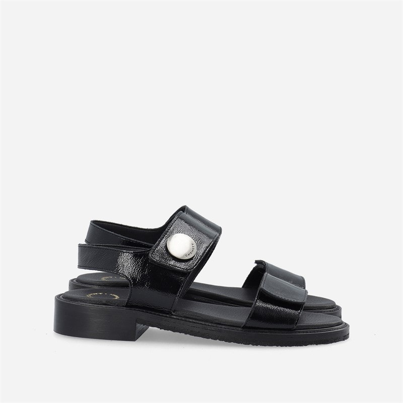 Ca'Shott Dame Casgrace Velcro Patent Sandaler Sort - Billede 4