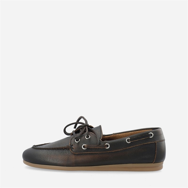 Ca'Shott Dame Cascille distressed læder bådsko Brown Distressed - Billede 1