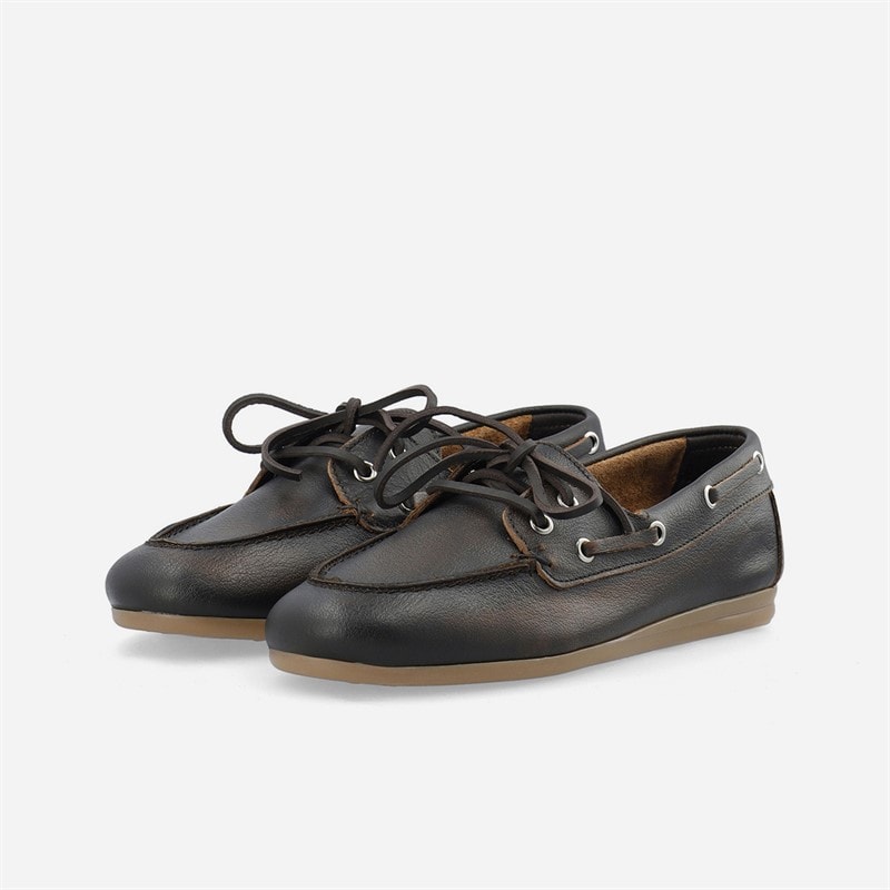 Ca'Shott Dame Cascille distressed læder bådsko Brown Distressed - Billede 2
