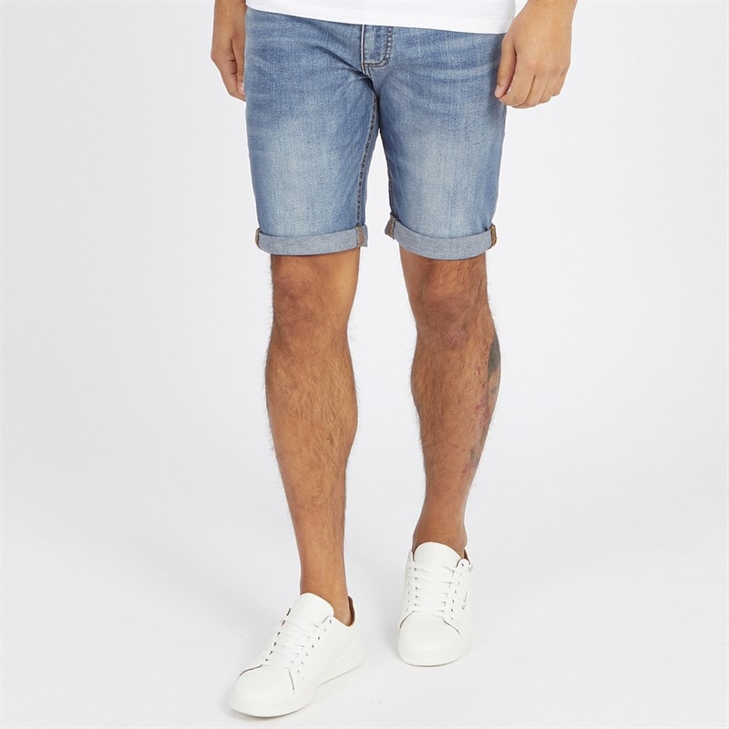 Duck And Cover Herre Zeki Jeans Shorts Stone Wash