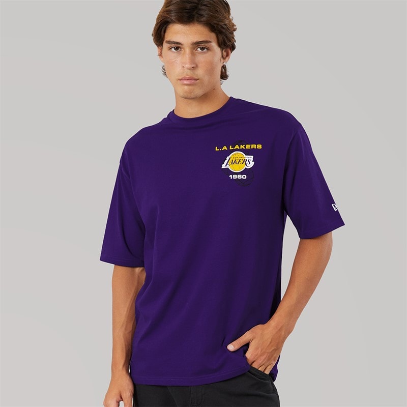 New Era Herre NBA Grafik Los Angeles Lakers T-shirt Trp - Billede 2