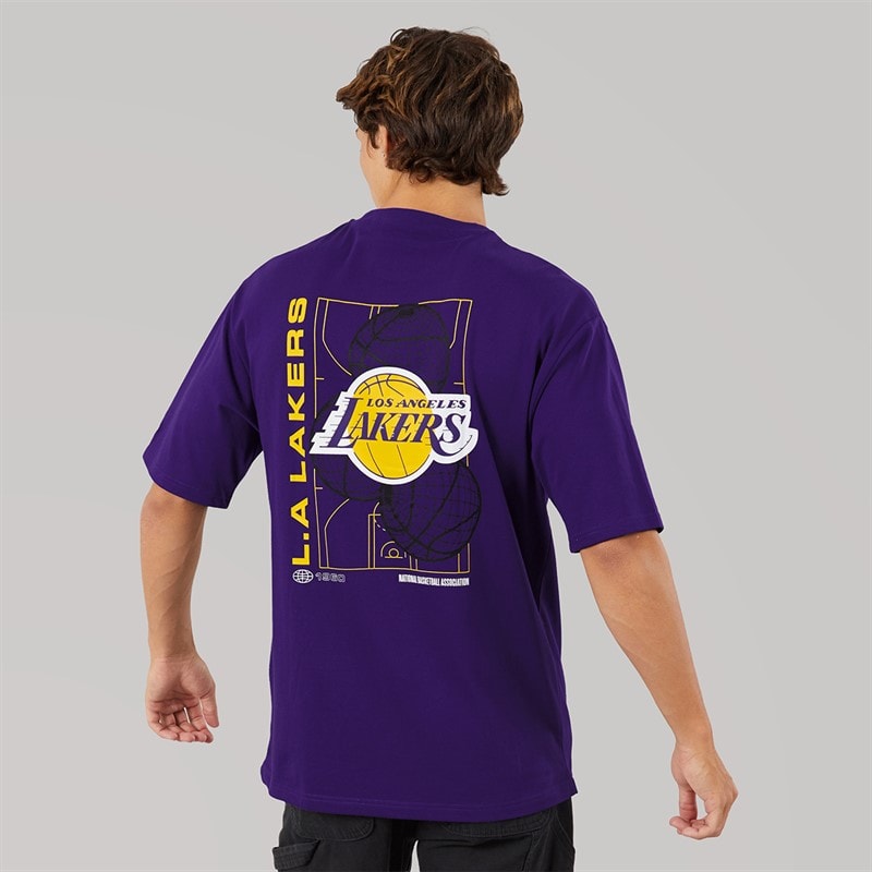 New Era Herre NBA Grafik Los Angeles Lakers T-shirt Trp - Billede 3