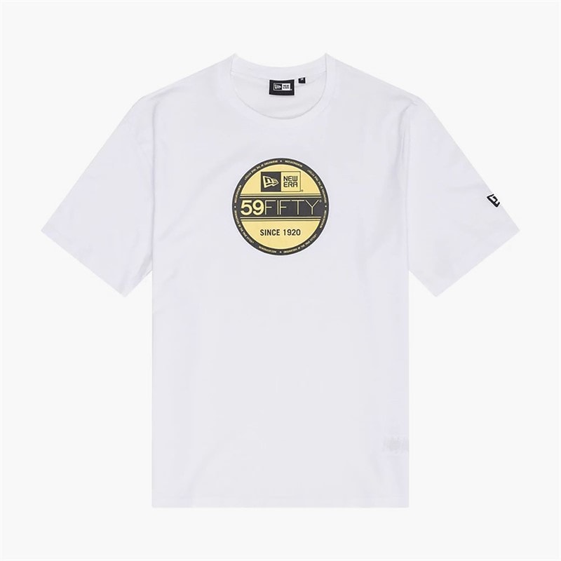 New Era Herre Grafik Mærkat T Shirt Whi