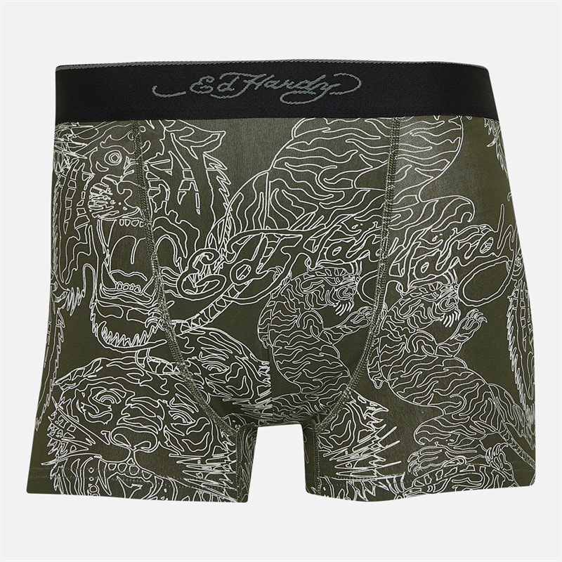 Ed Hardy Herre Harkness Fem Pak Bokser Khaki/Khaki Aop/Charcoal Marl/Camo Aop/Sort - Billede 2
