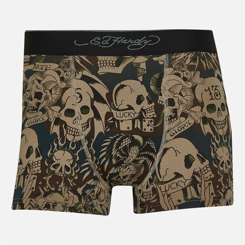 Ed Hardy Herre Harkness Fem Pak Bokser Khaki/Khaki Aop/Charcoal Marl/Camo Aop/Sort - Billede 3