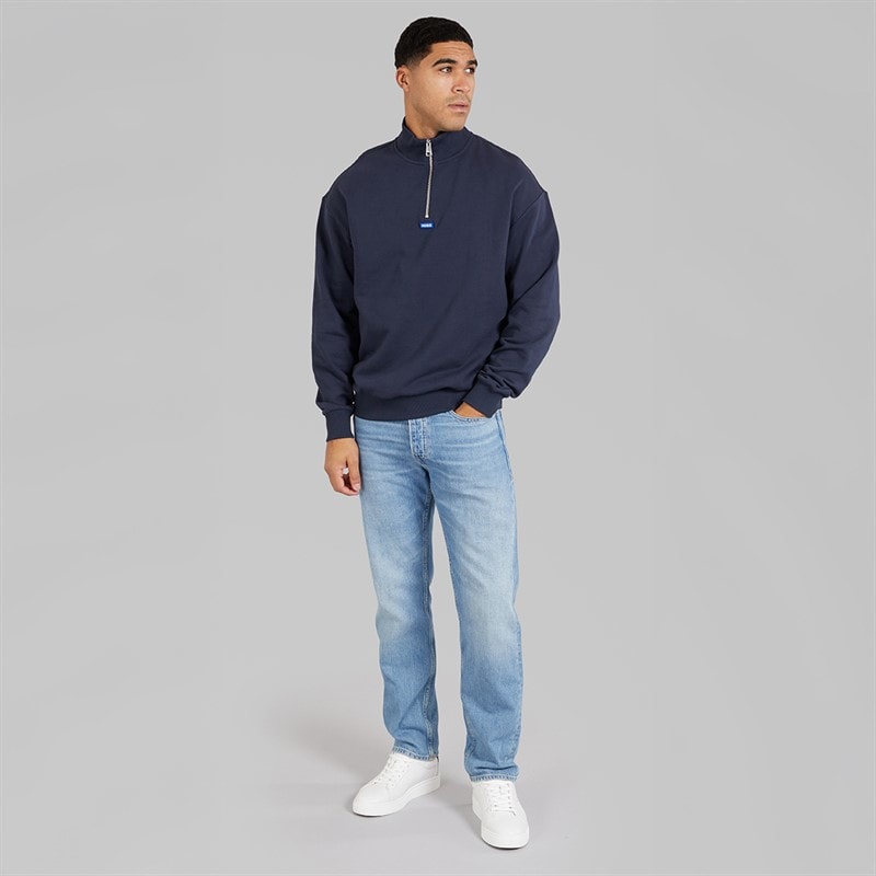 HUGO Herre Neeler Half Zip Sweatshirt Navy - Billede 4