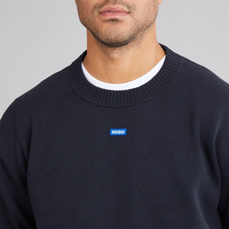 HUGO Herre San Casey Strikket Sweater Navy - Billede 3