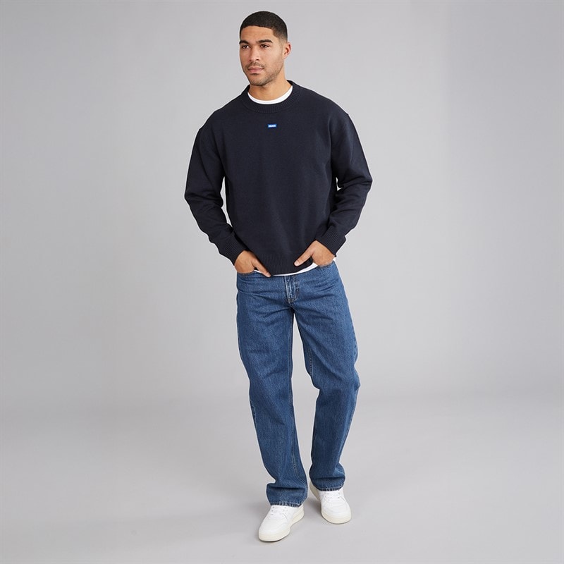 HUGO Herre San Casey Strikket Sweater Navy - Billede 4