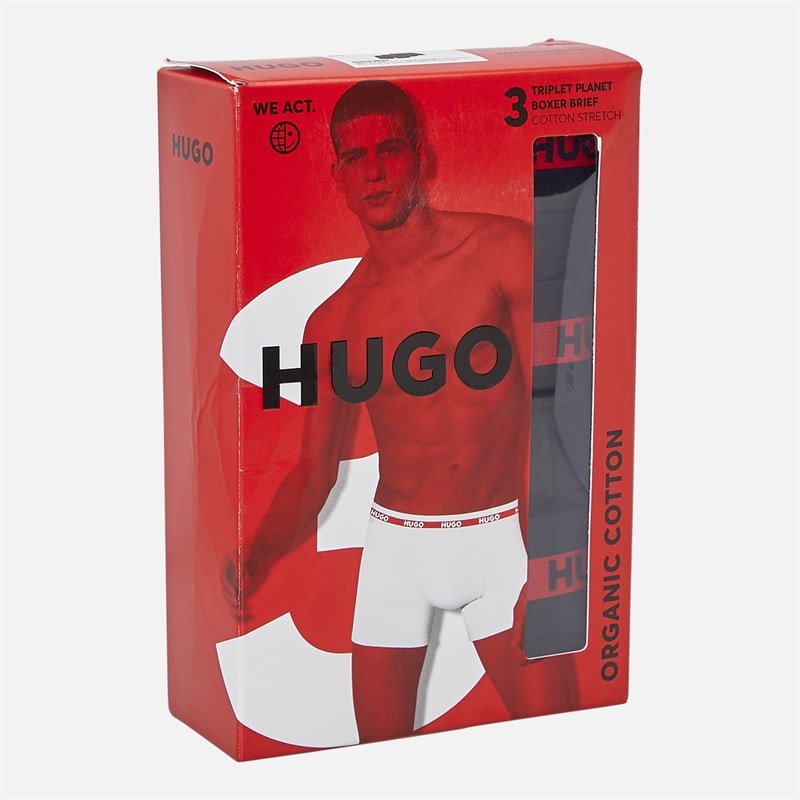 HUGO Herre Planet Tre Pak Boxer Trusser Sort - Billede 2