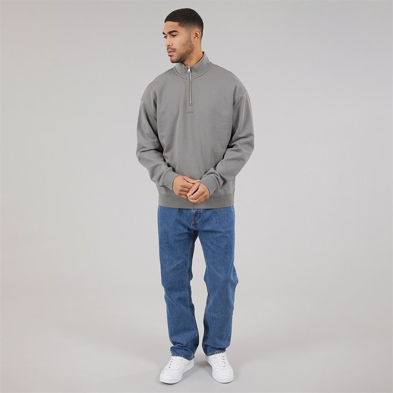 HUGO Herre Durty244 Halv lynlås sweatshirt Dark Grey - Billede 4