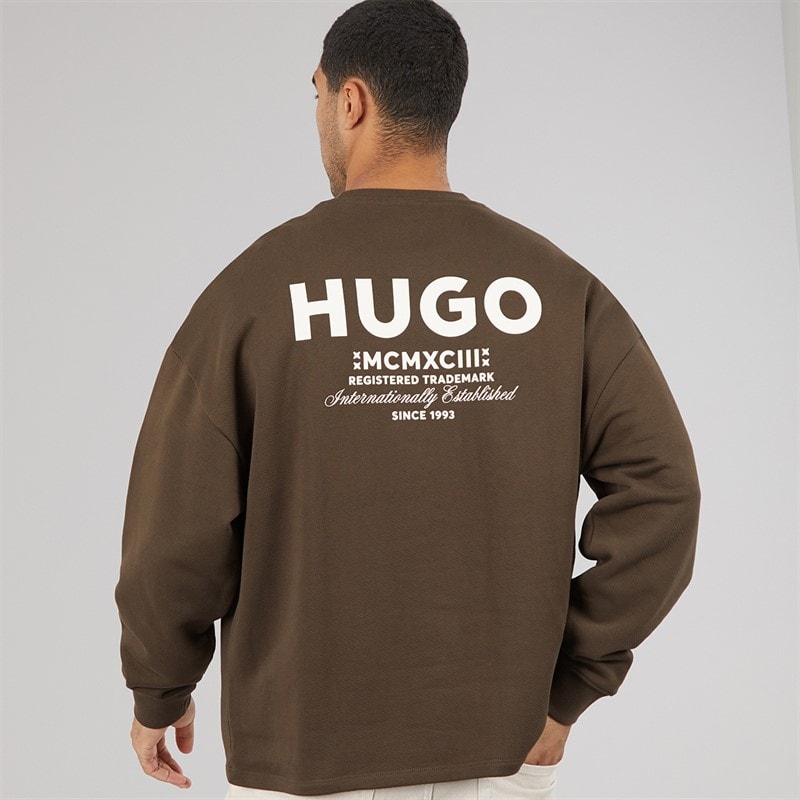 HUGO Herre Naviu Sweatshirt Dark Brown - Billede 1