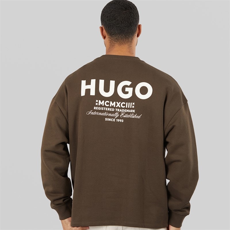 HUGO Herre Naviu Sweatshirt Dark Brown - Billede 3