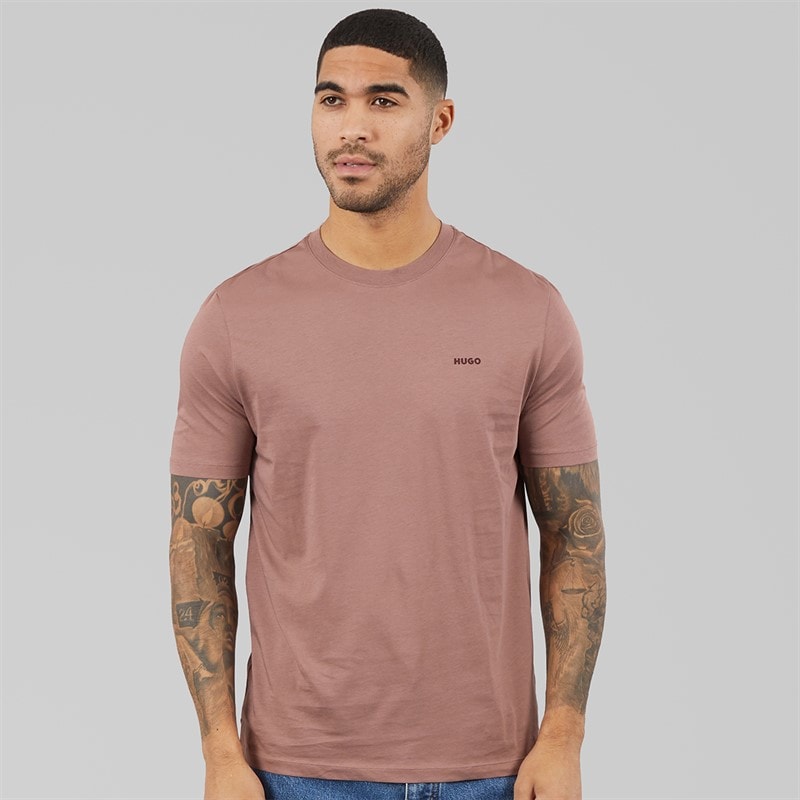 HUGO Herre Dero222 T-shirt Light/Pastel Brown - Billede 1