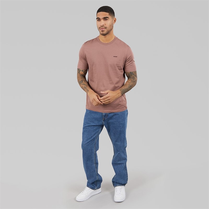 HUGO Herre Dero222 T-shirt Light/Pastel Brown - Billede 4