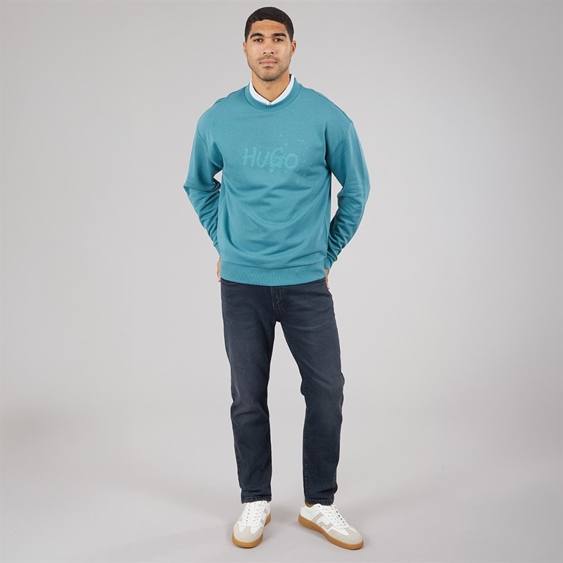 HUGO Herre Nierofix Sweatshirt Turquoise/Aqua - Billede 4