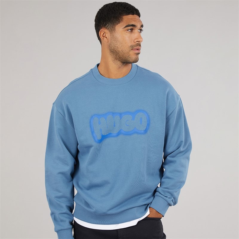 HUGO Herre Newirex Sweatshirt Open Blue