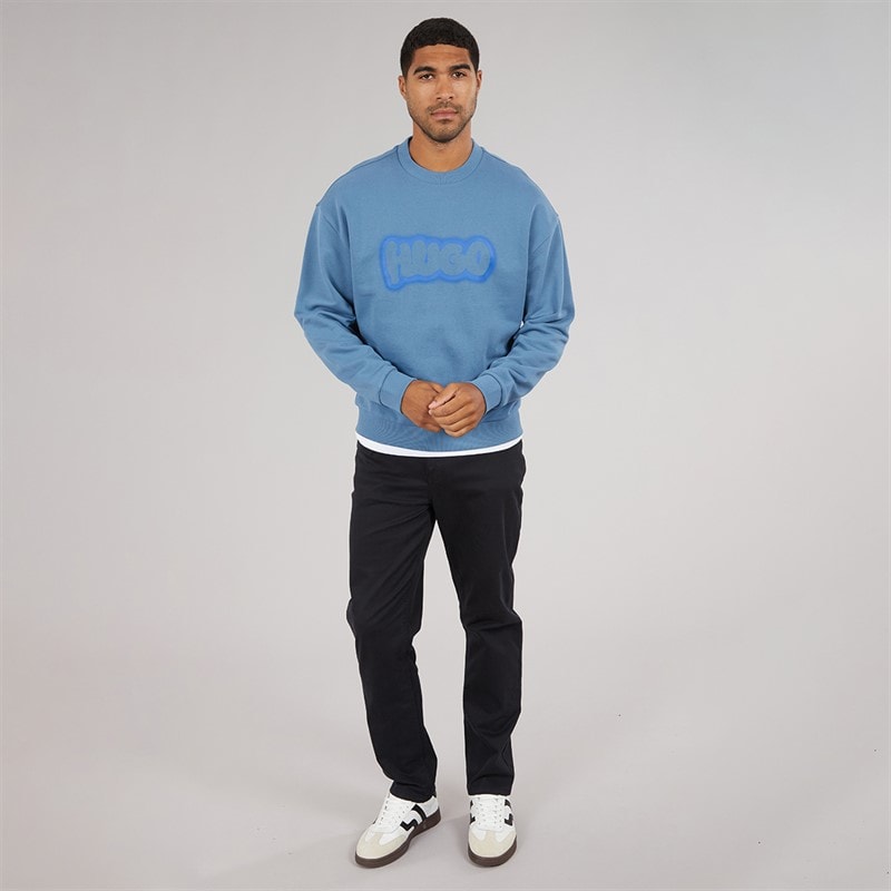 HUGO Herre Newirex Sweatshirt Open Blue - Billede 4