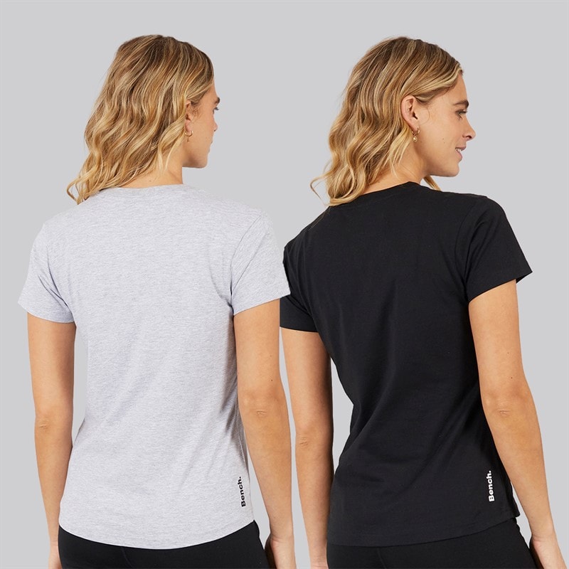 Bench Dame Grammen T-shirts To-pak Sort/Grå Melange - Billede 2