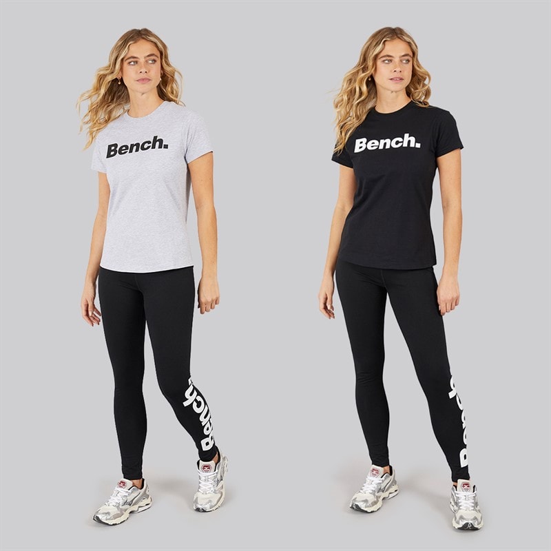 Bench Dame Grammen T-shirts To-pak Sort/Grå Melange - Billede 3