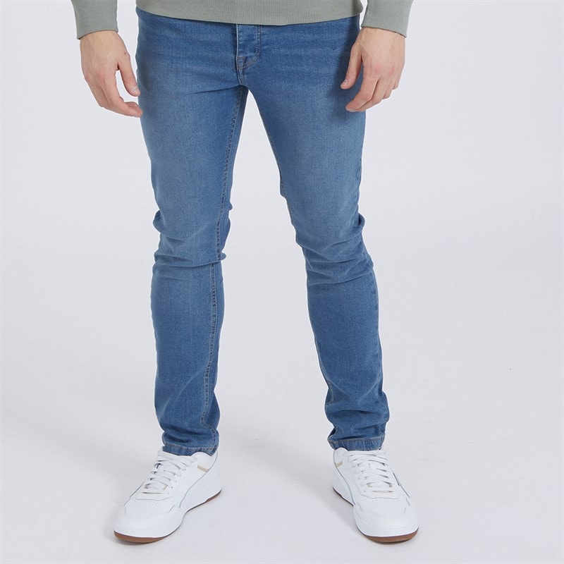Bench Herre Eddie 22 Slim Fit Jeans Mellem Blå Vask - Billede 1