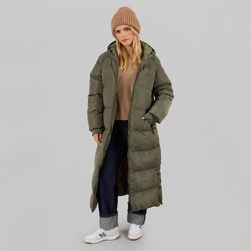 Bench Dame Ryelle Maxi Lang Puffer Jakke Khaki - Billede 4