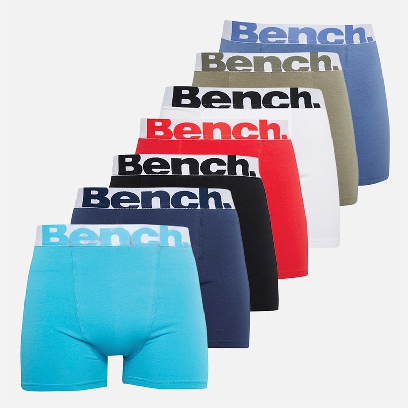 Bench Herre Malko Boxersæt med 7 par Sort/Lyseblå/Marineblå/Rød/Hvid/Lysegrøn/Blå