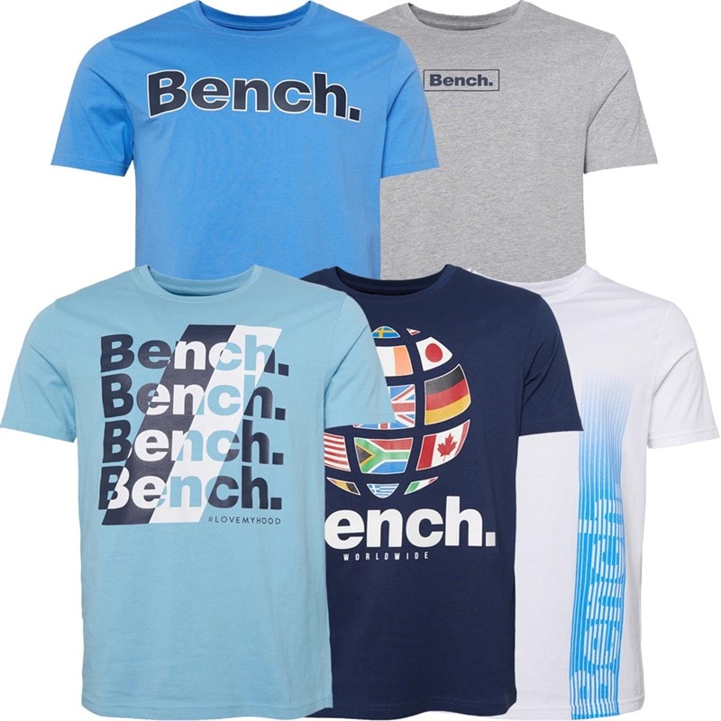Bench Herre Kibbin T-shirts 5-pak Denim Blå/Grå Melange/Navy/Hvid/Isblå - Billede 1