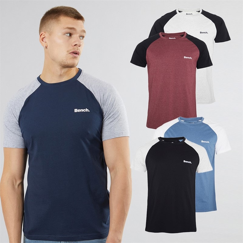Bench Herre Trova T-Shirts med 5-pak Sort/Blå/Burgunder Melange/Jeans Melange/Ecru Melange - Billede 1